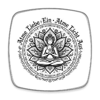 Inspirez l’amour, expirez la lumière - Namasté Lotus Yoga - Magnet carré - blanc - Devant