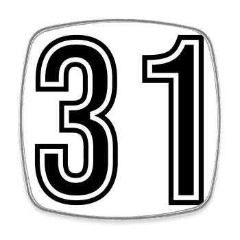31 Number symbol - Square fridge magnet - white - Front