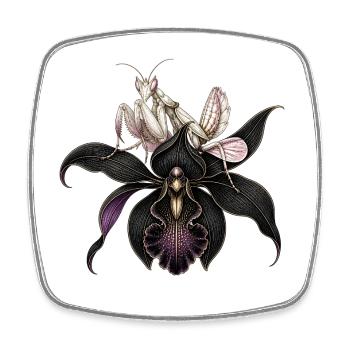 Orchid Mantis & Black Orchid  - Magnet carré - blanc - Devant