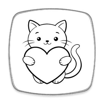 Chat au cœur - Magnet carré - blanc - Devant