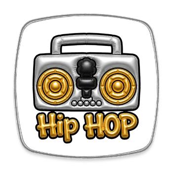 Hip Hop Boombox Gold - Puffy 3D Oldschool - Square fridge magnet - white - Front