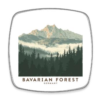 Bavarian Forest | Vintage National Park - Square fridge magnet - white - Front