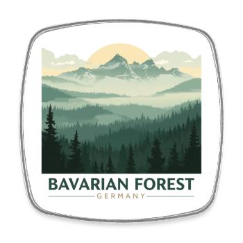 Bavarian Forest | Vintage National Park - Square fridge magnet - white - Front