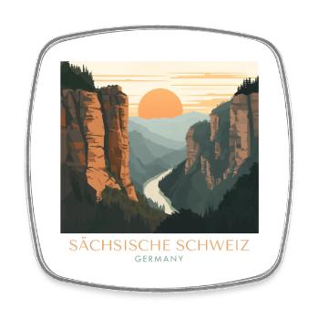 Suisse saxonne | Parc national vintage - Magnet carré - blanc - Devant