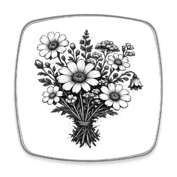 Vintage Wildflowers Linocut Botany - Square fridge magnet - white - Front