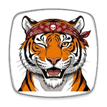 Fashionable tiger. - Square fridge magnet - white - Front