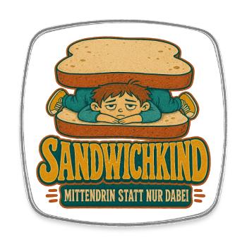 Sandwichkind Mittendrin - Viereckiger Kühlschrankmagnet - Weiß - Vorne