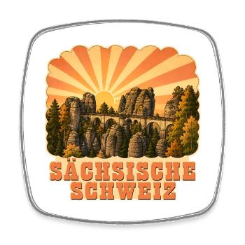 Sächsische Schweiz Bastei Sonnenaufgang - Viereckiger Kühlschrankmagnet - Weiß - Vorne