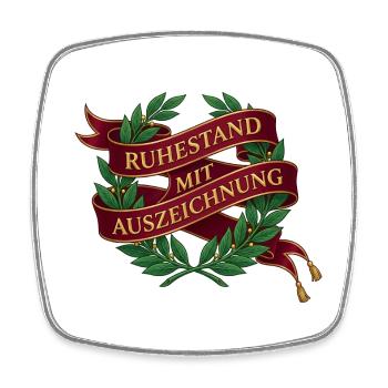 Ruhestand mit Auszeichnung auf Band mit Kranz - Viereckiger Kühlschrankmagnet - Weiß - Vorne