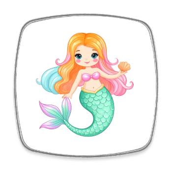 Sirène de bande dessinée avec coquillage – Design magique - Magnet carré - blanc - Devant