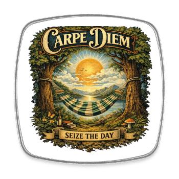 Carpe Diem Hammock Sunset - Viereckiger Kühlschrankmagnet - Weiß - Vorne