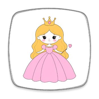 Prinzessin mit Krone und rosa Kleid – Märchenhaft - Viereckiger Kühlschrankmagnet - Weiß - Vorne