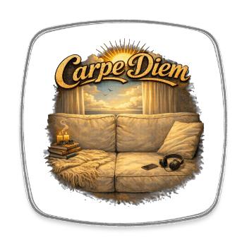 Carpe Diem Wohnzimmer Vintage Sofa - Viereckiger Kühlschrankmagnet - Weiß - Vorne