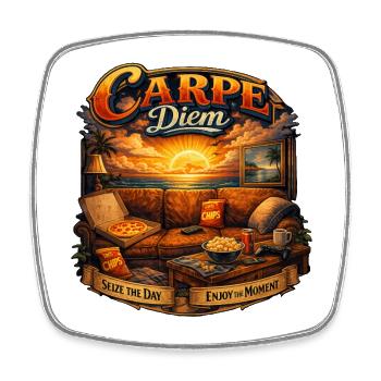 Carpe Diem Sunset Lounge - Viereckiger Kühlschrankmagnet - Weiß - Vorne