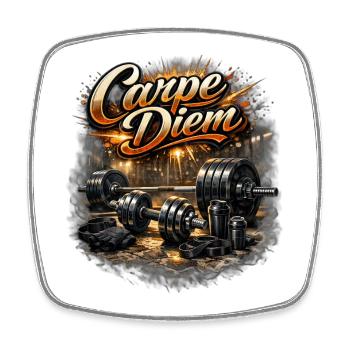 Carpe Diem Krafttraining Motiv - Viereckiger Kühlschrankmagnet - Weiß - Vorne
