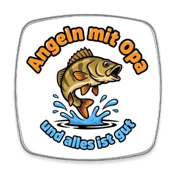 Fishing with Grandpa – Everything Is Good - Square fridge magnet - white - Front