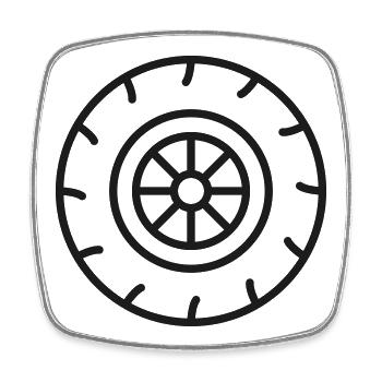Radradlinien-Symbol Transport-Automobilsymbol - Viereckiger Kühlschrankmagnet - Weiß - Vorne