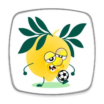 Kinder Fußball Zitrone - Viereckiger Kühlschrankmagnet - Weiß - Vorne