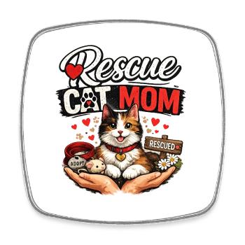 Rescue Cat Mom Design - Square fridge magnet - white - Front
