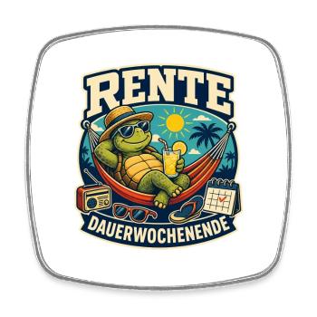Rente – Dauerwochenende - Viereckiger Kühlschrankmagnet - Weiß - Vorne