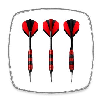 Dart Trio Rot Schwarz Flights - Viereckiger Kühlschrankmagnet - Weiß - Vorne