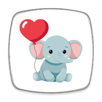 Petit éléphant mignon - Magnet carré - blanc - Devant