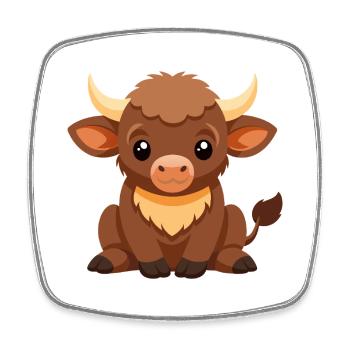 Cute baby buffalo - Square fridge magnet - white - Front