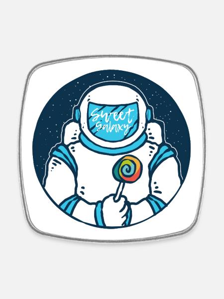 Sweet Galaxy Astronaut - Square fridge magnet - white
