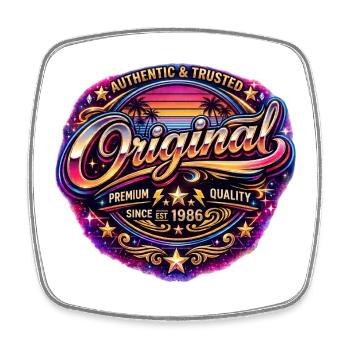 Insigne rétro Neon Synthwave des années 1980 Original 1986 - Magnet carré - blanc - Devant