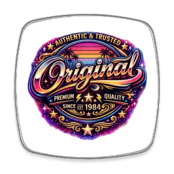 Insigne rétro des années 1980 Neon Synthwave Original 1984 - Magnet carré - blanc - Devant