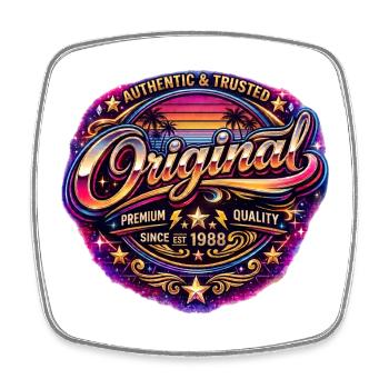 Insigne rétro Synthwave Neon des années 1980 Original 1988 - Magnet carré - blanc - Devant