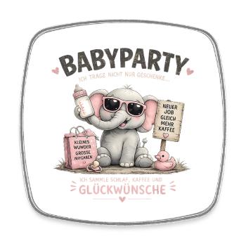 Babyparty Elefant mit Kaffee - Viereckiger Kühlschrankmagnet - Weiß - Vorne