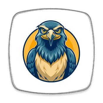 Falcon Kawaii Maskottchen-Cartoon-Clipart-Logo - Viereckiger Kühlschrankmagnet - Weiß - Vorne