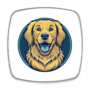 Golden Retriever Dog Kawaii Mascot Cartoon Clipart - Square fridge magnet - white - Front