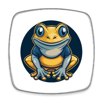 Frosch-Kawaii-Maskottchen Cartoon-Charakter-Clipart-Logo - Viereckiger Kühlschrankmagnet - Weiß - Vorne