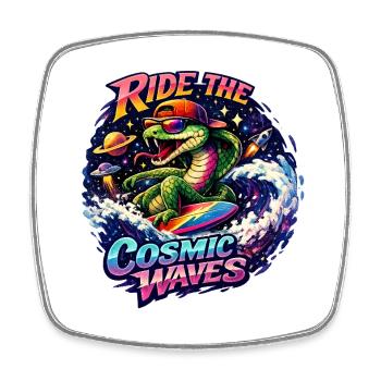 Crocodile des Surfs Cosmique - Magnet carré - blanc - Devant