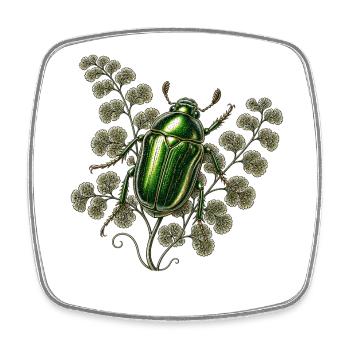 Scarabée Émeraude & Fougère Ancienne - Square fridge magnet - white - Front