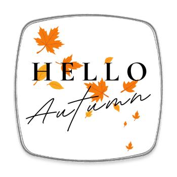 Bonjour Autumn | Chemise typographie d’automne - Magnet carré - blanc - Devant