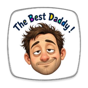 Le meilleur portrait de Papa dans un dessin animé - Magnet carré - blanc - Devant