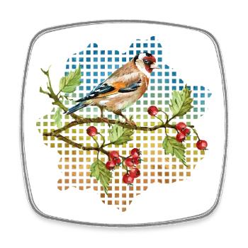 Oiseau coloré - Magnet carré - blanc - Devant