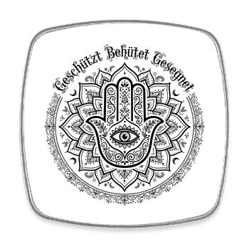 Geschützt Behütet Gesegnet - Boho Yoga Design  - Viereckiger Kühlschrankmagnet - Weiß - Vorne