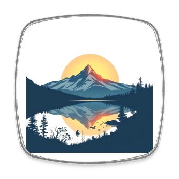 Mountain Lake Sunset Reflection - Square fridge magnet - white - Front