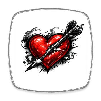 Cœur avec flèche dans le style tatoué - Magnet carré - blanc - Devant