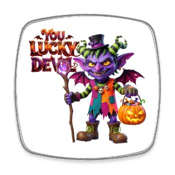 Espèce de gobelin d’Halloween chanceux, diable - Magnet carré - blanc - Devant