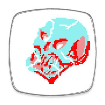 Crâne néon 8 bits - Magnet carré - blanc - Devant