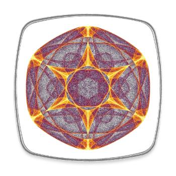 Roue Solaire du Chaos – Géométrie Fractale - Magnet carré - blanc - Devant