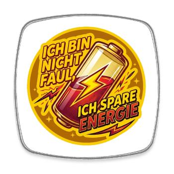 Ich spare Energie Aufdruck - Viereckiger Kühlschrankmagnet - Weiß - Vorne