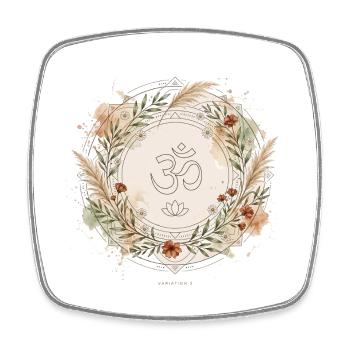 Om Lotus Mandala Yoga Boho Zen - Magnet carré - blanc - Devant