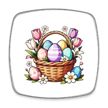 Easter Basket Eggs in Bloom - Square fridge magnet - white - Front