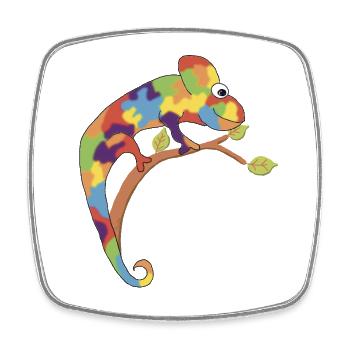 Neurodivergent chameleon - Square fridge magnet - white - Front
